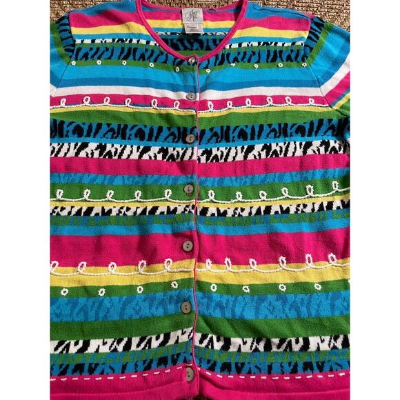 Vtg. Fisher Hill Vibrant Zebra Stripe Pattern SZ M Y2K - Picture 3 of 7